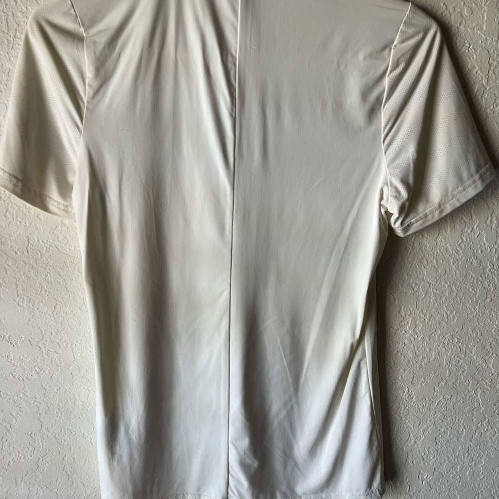 White Short Sleeve Zip-Up Riding Shirt - Picture 2 of 6